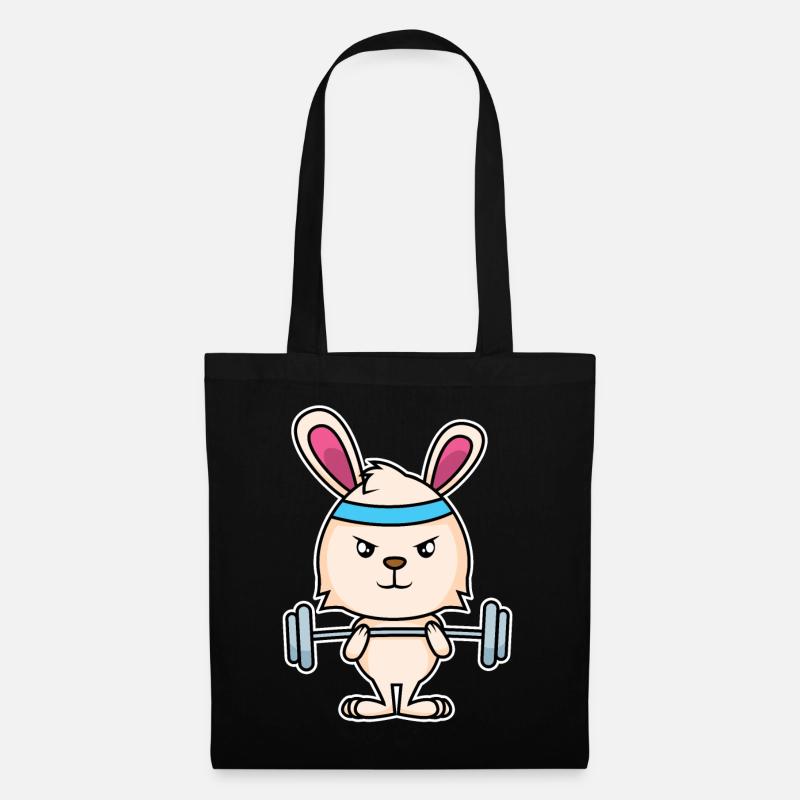 Fitness-Hase - Stoffbeutel - Schwarz