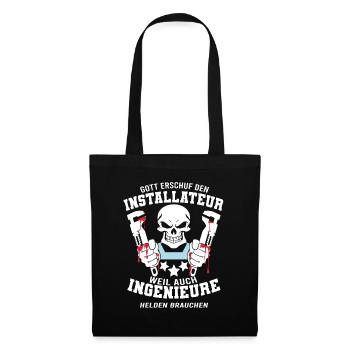 Installateur Shirt Gott erschuf den Installateur - Stoffbeutel - Schwarz - Vorne