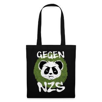 FCK NZS – böser panda, Gegen rechts - Stoffbeutel - Schwarz - Vorne