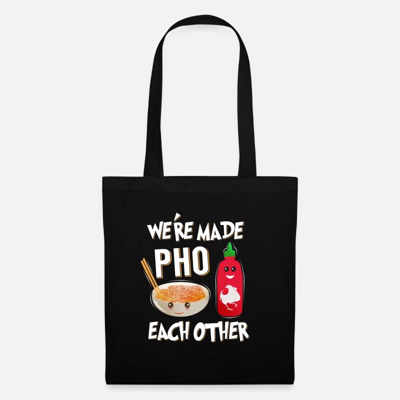 Pho & Sriracha Pun – We’re Made Pho Each Other - Tote Bag - black