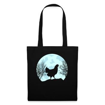 Huhn Hühner - Stoffbeutel - Schwarz - Vorne