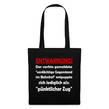 Lustiger Bahnhof Spruch Eisenbahn Zug Zu Spät - Stoffbeutel - Schwarz - Vorne