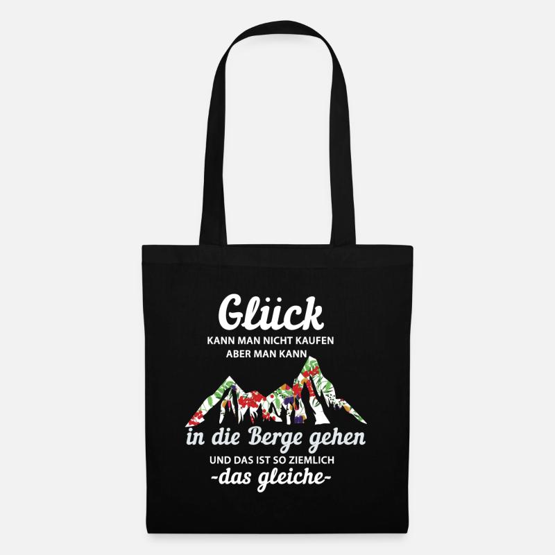 Berge Glück Wandern - Stoffbeutel - Schwarz