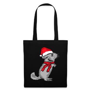 Chinchilla Weihnachten - Stoffbeutel - Schwarz - Vorne