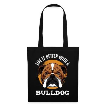 Motif de Bulldog Joie de vivre shirt - Sac en tissu - noir - Devant