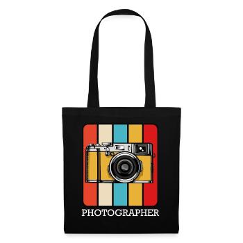 Retro Kamera Pop Art Block - Stoffbeutel - Schwarz - Vorne