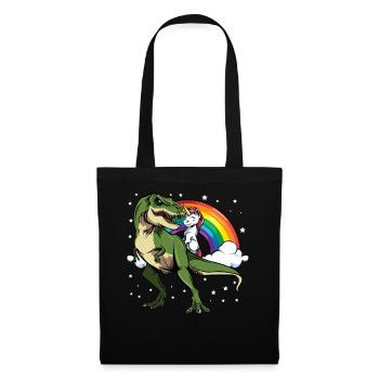Dino licorne dans la magie arc-en-ciel - Sac en tissu - noir - Devant