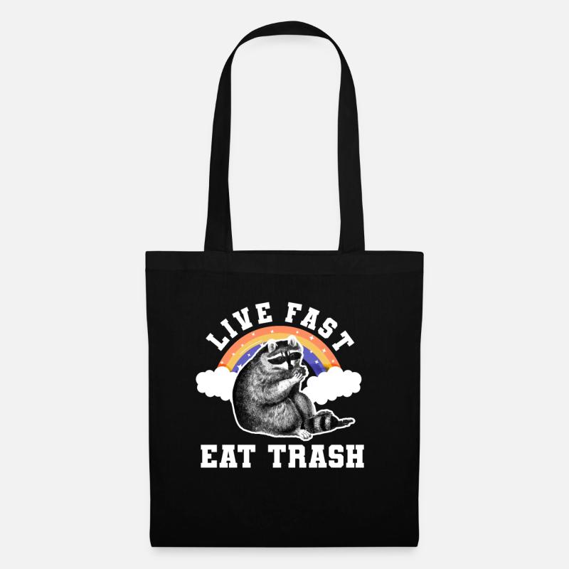 Live Fast Eat Trash Waschbär - Stoffbeutel - Schwarz