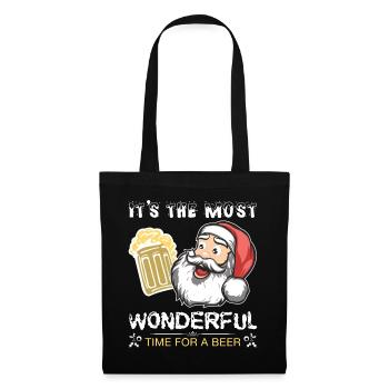 Weihnachten Weihnachtsmann Bier - Stoffbeutel - Schwarz - Vorne