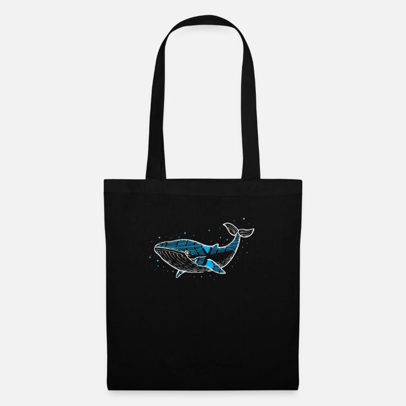 Whale - Wal - Meeresbewohner - Stoffbeutel - Schwarz