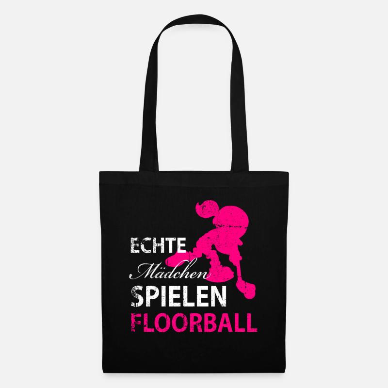 echten Maedchen spielen Floorball - Stoffbeutel - Schwarz