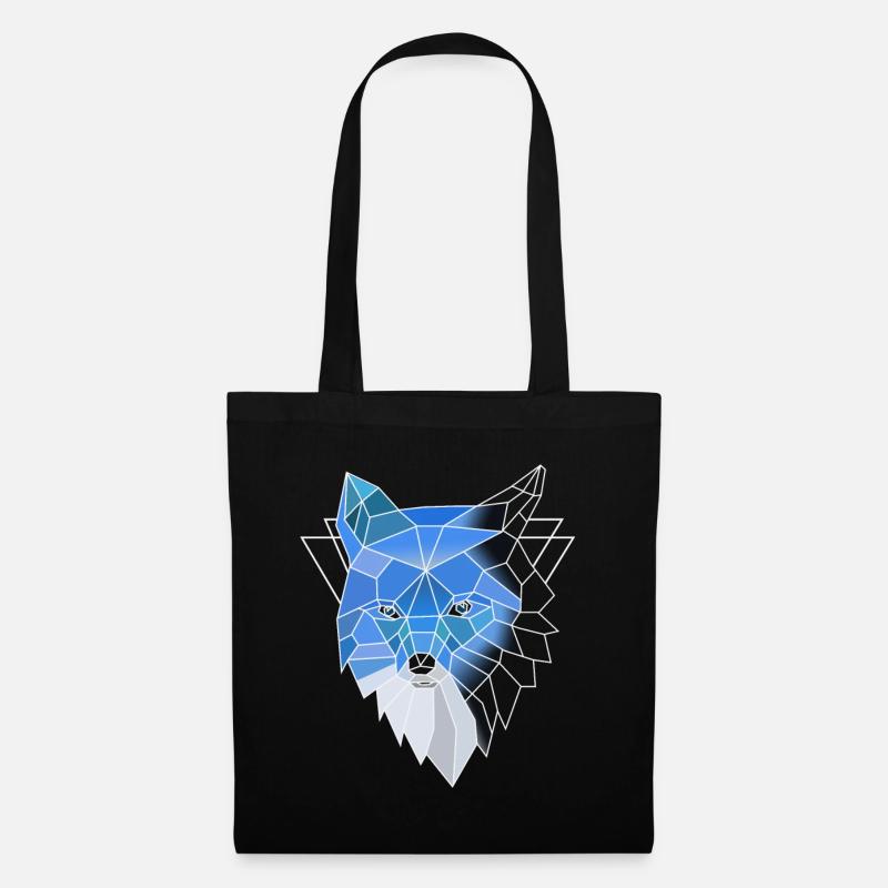 Loup polygone bleu - Sac en tissu - noir