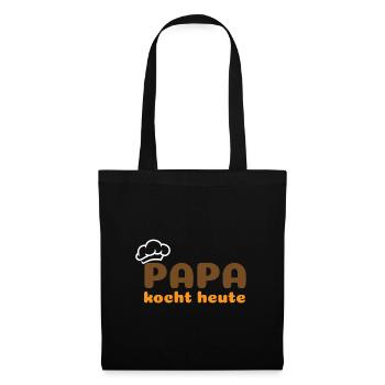 Papa kocht heute - Stoffbeutel - Schwarz - Vorne