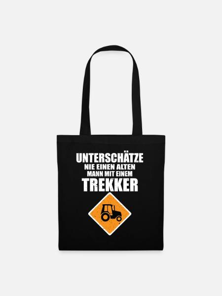 Unterschätze nie einen alten Mann mit Trekker - Stoffbeutel - Schwarz