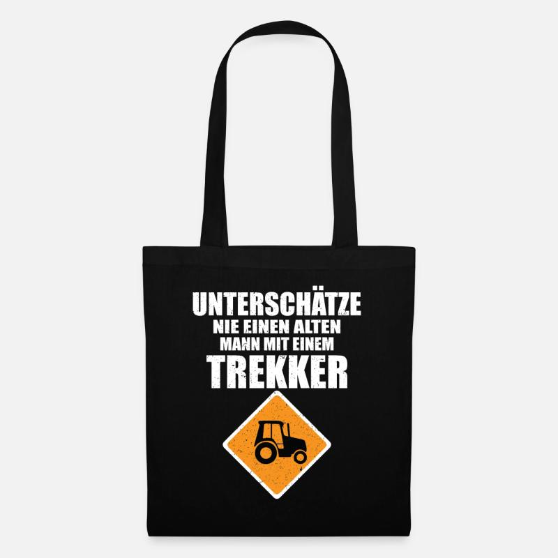Unterschätze nie einen alten Mann mit Trekker - Stoffbeutel - Schwarz
