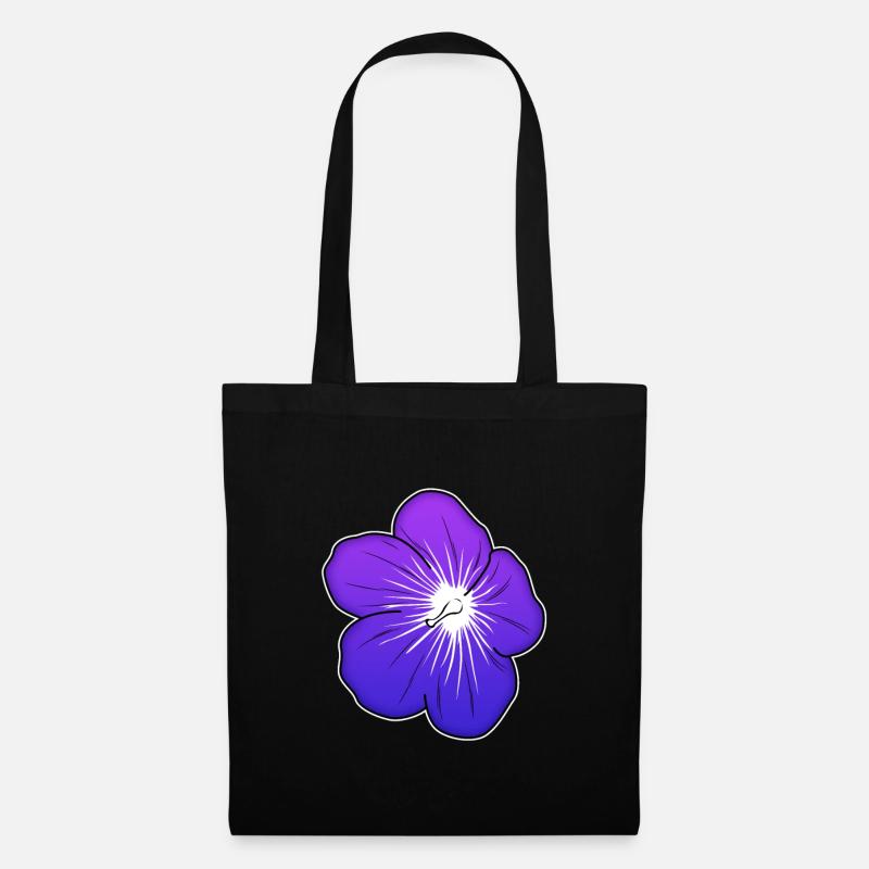 Violette Blütenillustration mit leuchtender Mitte - Stoffbeutel - Schwarz