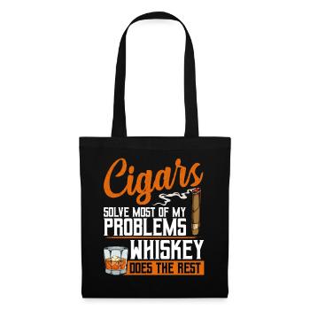 Cigars Solve Problems, Whiskey Does the Rest - Stoffbeutel - Schwarz - Vorne