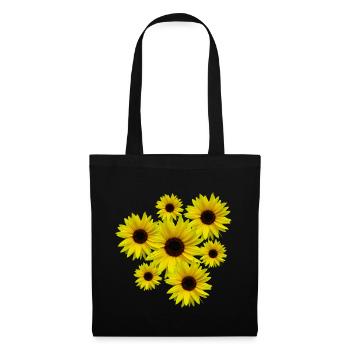 Sonnenblumenstrauß, Sonnenblumen, Blumen, Blüten - Stoffbeutel - Schwarz - Vorne