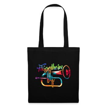 Flügelhorn Geschenk - Stoffbeutel - Schwarz - Vorne