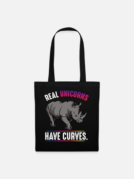 Real Unicorns Have Curves - Stoffbeutel - Schwarz