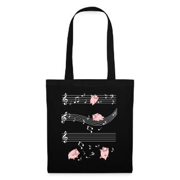 Cochons musicaux sur bâtons - Sac en tissu - noir - Devant
