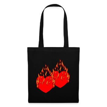 Coeur Valentin Love Flame Romantique - Sac en tissu - noir - Devant