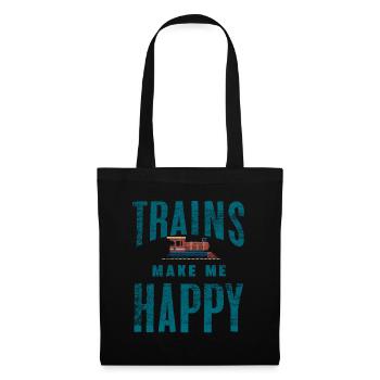 Trains de chemin de fer - Sac en tissu - noir - Devant