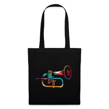 Flügelhorn Geschenk - Stoffbeutel - Schwarz - Vorne