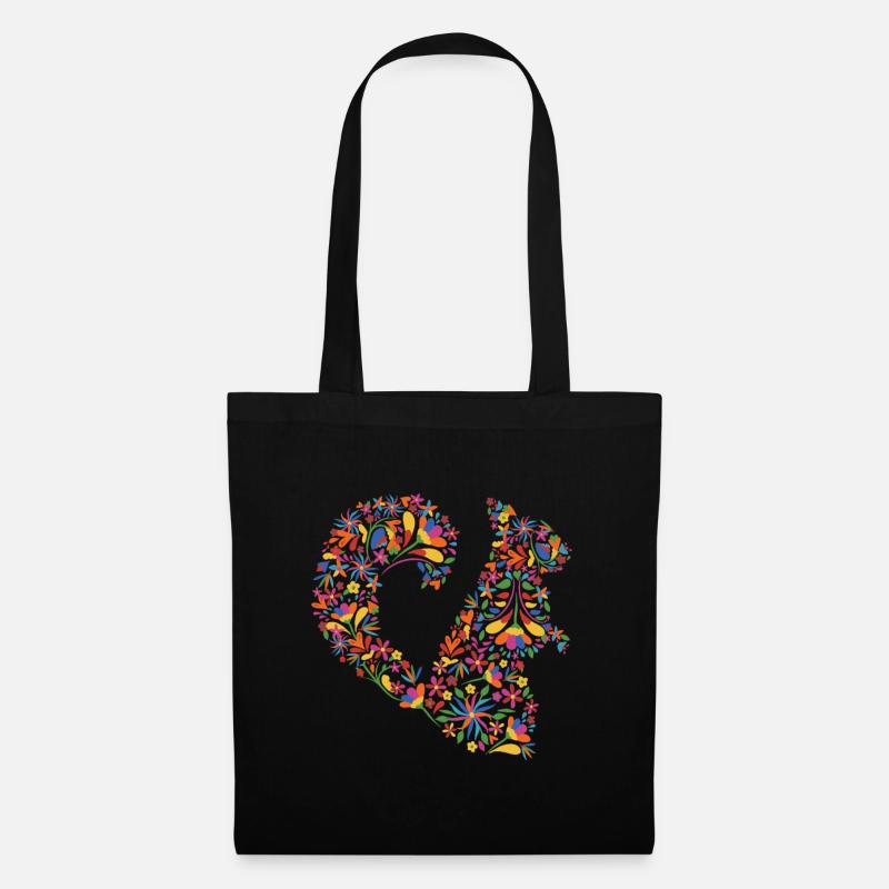 Flower Squirrel - Tote Bag - black
