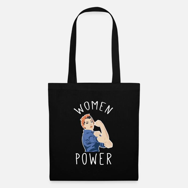 Frauenpower im Rosie Riveter Stil - Stoffbeutel - Schwarz