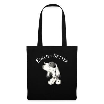 Cadeau de bande dessinée de chien heureux Setter anglais I - Sac en tissu - noir - Devant