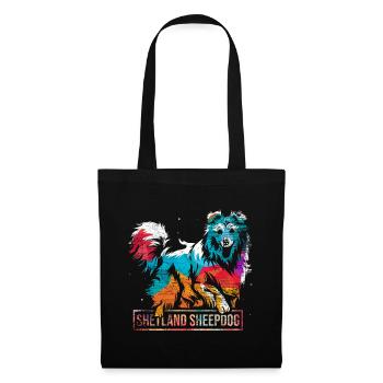 Shetland Chien de berger Cadeau - Sac en tissu - noir - Devant
