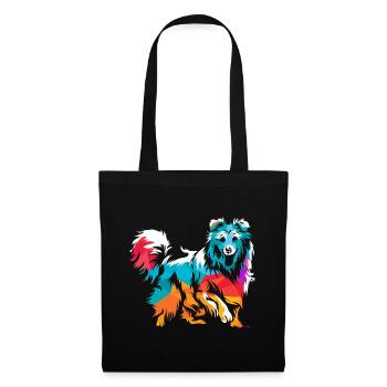 Shetland Chien de berger Cadeau - Sac en tissu - noir - Devant