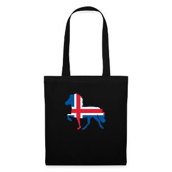 Cheval d'Islande avec drapeau - Sac en tissu - noir - Devant