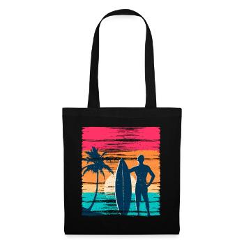 Surfeur Sunset Rétro - Sac en tissu - noir - Devant