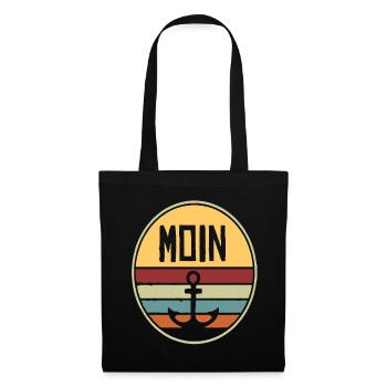 Moin Moin Nordsee Ostsee Meer Wasser Geschenkidee - Stoffbeutel - Schwarz - Vorne