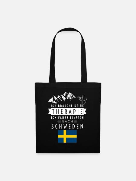 Ich brauche keine Therapie Schweden Spruch - Stoffbeutel - Schwarz