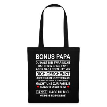 Bonus Papa Geschenk von Tochter - Stoffbeutel - Schwarz - Vorne