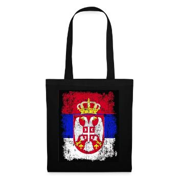 Serbie Serbie Srbija Србија drapeau aux armoiries - Sac en tissu - noir - Devant