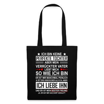 Keine perfekte Tochter Vater Tochter Geschenk - Stoffbeutel - Schwarz - Vorne