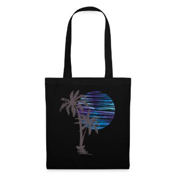 Palmier Sunset Silhouette Surf Lune de miel Surf - Sac en tissu - noir - Devant