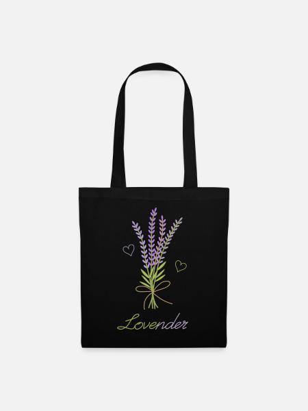 Liebe und Lavendel – Lovender - Stoffbeutel - Schwarz