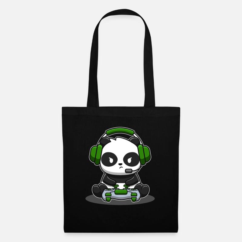 Panda gamer controller gaming panda bear video game - Tote Bag - black
