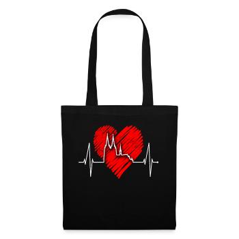 Cologne Skyline Heartbeat Heart Cher Kölsch Kölner - Sac en tissu - noir - Devant