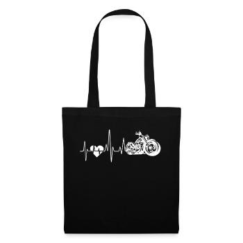 Motorcycle Motorcycle Heartbeat - Tote Bag - black - Front