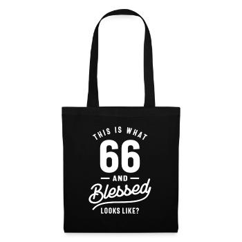 66 Jahre alt - 66. Geburtstag lustiges Geschenk - Stoffbeutel - Schwarz - Vorne