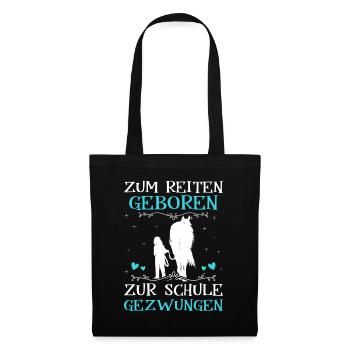 Pferde Mädchen Geschenk - Stoffbeutel - Schwarz - Vorne