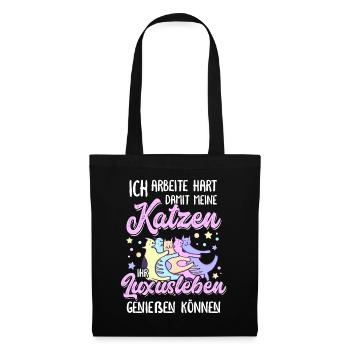 Katzenmama Katzen Spruch Katzenliebhaber Geschenk - Stoffbeutel - Schwarz - Vorne