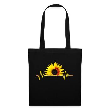 Tournesol, tournesol, rythme cardiaque, rythme - Sac en tissu - noir - Devant