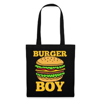Burger Boy – Lustiges Fast Food Design - Stoffbeutel - Schwarz - Vorne